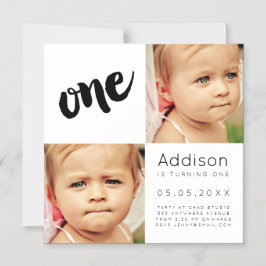 |MAGNET| Baby Boy Girl 1 1-jarige fotokaart Magnetische Uitnodiging