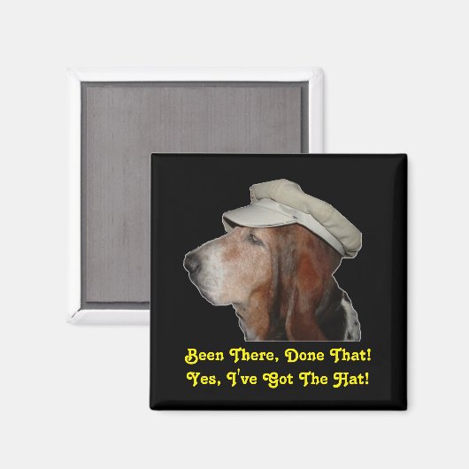 Magnet Basset Hond was er, klaar dat (Voorkant / Achterkant)