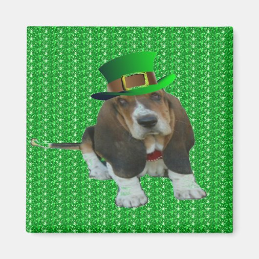 Magnet Basset Hound Happy St. Patrick's (Voorkant)