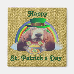 Magnet Basset Hound Happy St. Patrick's Day