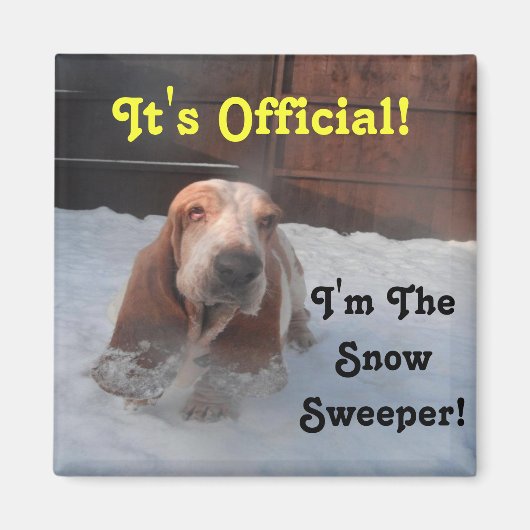 Magnet Basset Hound Snow Sweeper (Voorkant)