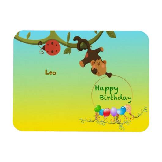 Magnet Birthday - Speelse Apenthema Magneet (Horizontaal)