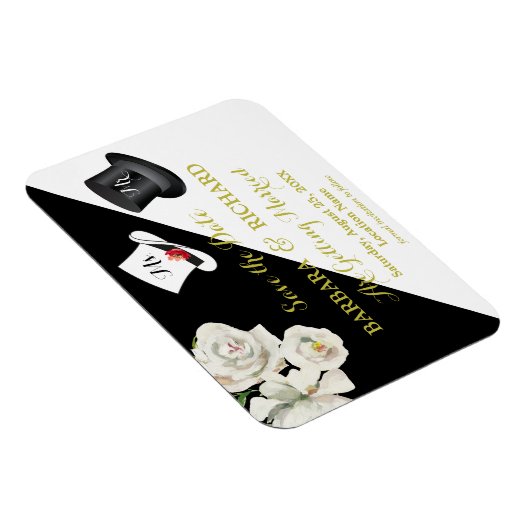 MAGNET Black & White Wedding Save the Date Magneet (Rechterzijde)