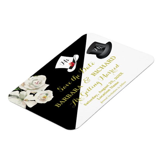 MAGNET Black & White Wedding Save the Date Magneet (Linkerzijde)
