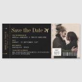 Magnet Boarding Pass Save the Date Black Gold (Voorkant)