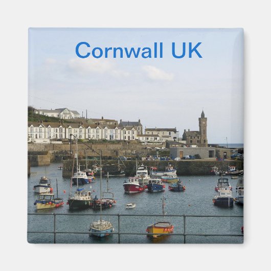 MAGNET - Boten in de haven van het dorp - Cornwall (Voorkant)