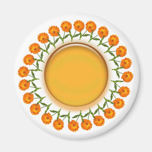 Magnet - Calendula en Oranje schijf