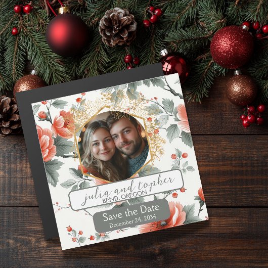 Magnet Charmante Rood-Witte Kerst Huwelijk Magnetische Uitnodiging