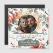 Magnet Charmante Rood-Witte Kerst Huwelijk Magnetische Uitnodiging (Voorkant / Achterkant)