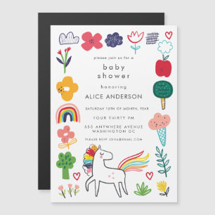  MAGNET  Cute Sweet Eenhoorn Baby Shower Uitnodigi Magnetische Uitnodiging