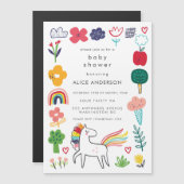 |MAGNET| Cute Sweet Unicorn Baby Shower Invite Magnetische Uitnodiging (Voorkant / Achterkant)