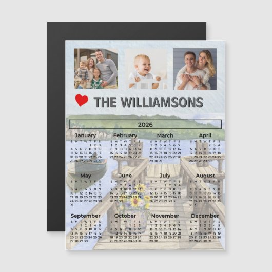 Magnet Dock Water Scene Photo Collage Calendar (Voorkant / Achterkant)