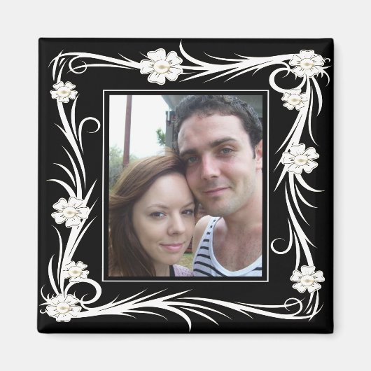  Magnet  Floral voeg Uw foto toe (Voorkant)