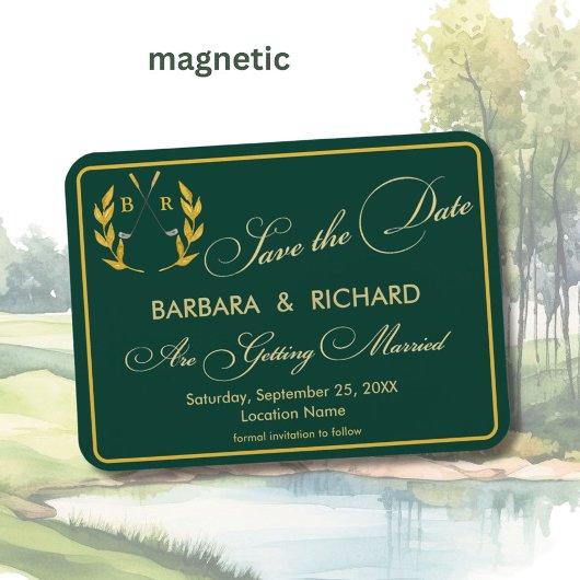 MAGNET Golf Theme Monogram Wedding Save the Date Magneet