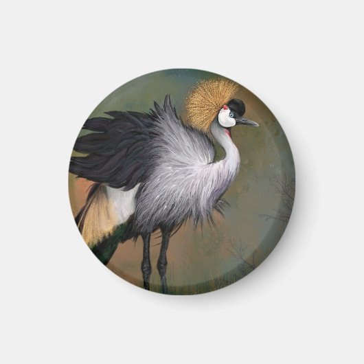 Magnet Gray Crowned Crane Bird (Voorkant)