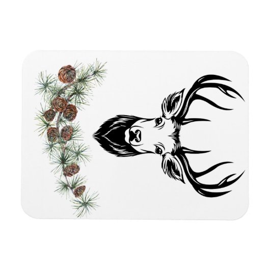 Magnet - Hirsch und Tannenzweige Magneet (Horizontaal)