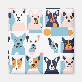 Magnet honden in picasso-stijl