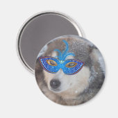 Magnet Husky Blue Eyes Mardi Gras Mask (Voorkant / Achterkant)