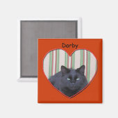 Magnet - Kat in Lijst met de hartvorm (Voorkant / Achterkant)