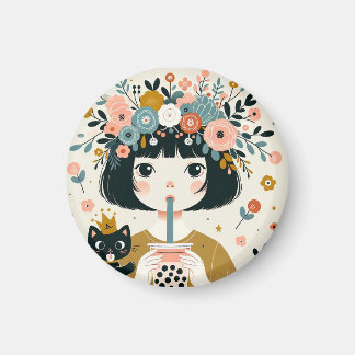 Magnet  “La petite fille au bubble tea“