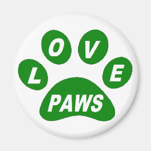 Magnet Love Paws on Paws Green