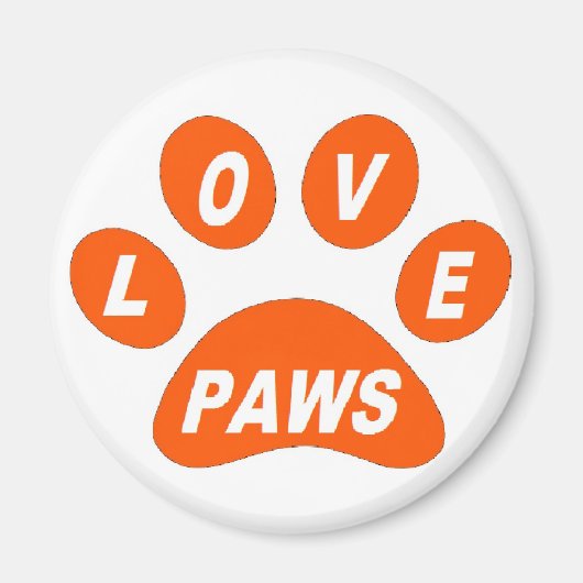 Magnet Love Paws on Paws Oranje (Voorkant)
