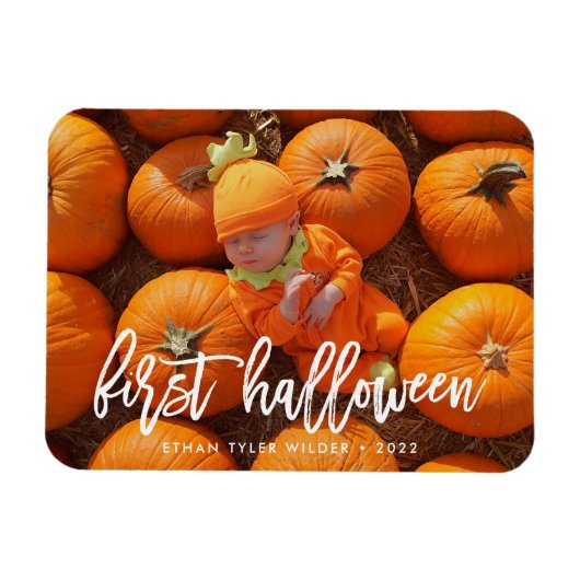 Magnet met baby's eerste Halloween-foto Magneet (Horizontaal)