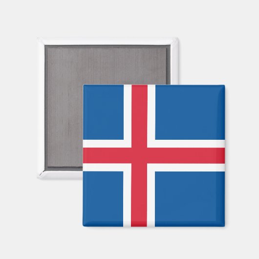 Magnet met de vlag van IJsland (Voorkant / Achterkant)