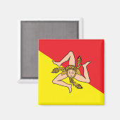 Magnet met de vlag van Sicilië, Italië (Voorkant / Achterkant)