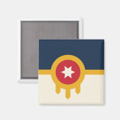 Magnet met de vlag van Tulsa, Oklahoma (Voorkant / Achterkant)