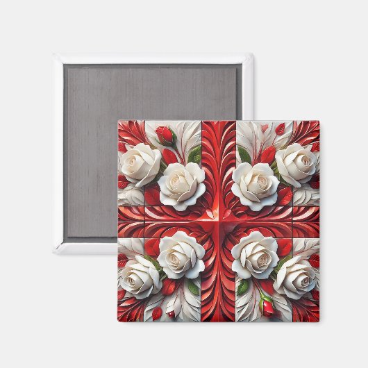Magnet met Engels Rozen Design (Voorkant / Achterkant)