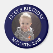 Magnet met persoonlijke blauwe foto-herinneringen (Voorkant)