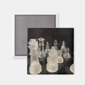 Magnet met schaakvol afbeelding. Zwarte achtergron (Voorkant / Achterkant)