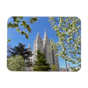 Magnet met SLC Temple met witte bloemen Magneet