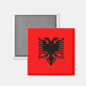 Magnet met vlag van Albanië (Flamuri i Shqipërisë) (Voorkant / Achterkant)