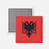 Magnet met vlag van Albanië (Flamuri i Shqipërisë) (Voorkant / Achterkant)