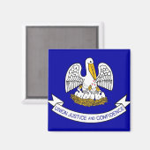 Magnet met vlag van de staat Louisiana - VS (Voorkant / Achterkant)