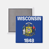Magnet met vlag van de staat Wisconsin - VS (Voorkant / Achterkant)