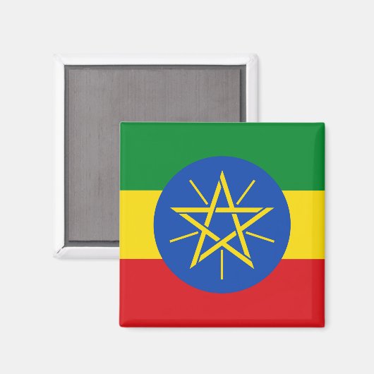 Magnet met vlag van Ethiopië (Voorkant / Achterkant)