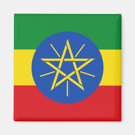 Magnet met vlag van Ethiopië (Voorkant)