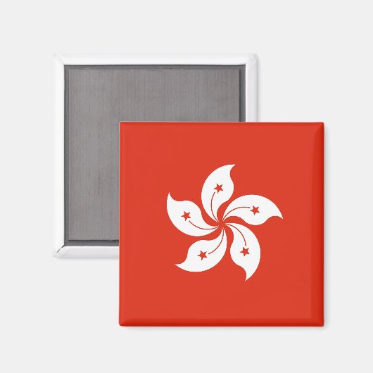 Magnet met vlag van Hongkong, China (Voorkant / Achterkant)