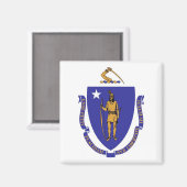 Magnet met vlag van Massachusetts State - VS (Voorkant / Achterkant)