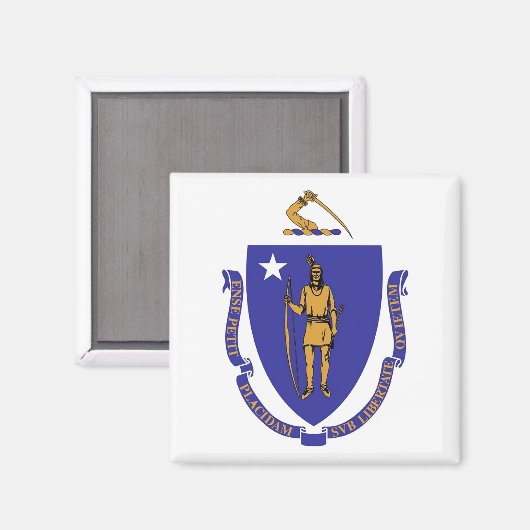 Magnet met vlag van Massachusetts State - VS (Voorkant / Achterkant)