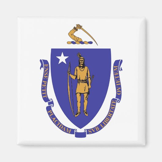 Magnet met vlag van Massachusetts State - VS (Voorkant)