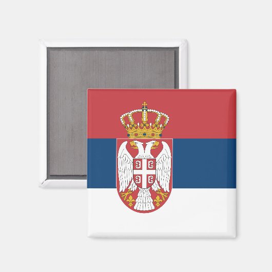 Magnet met vlag van Servië (Voorkant / Achterkant)