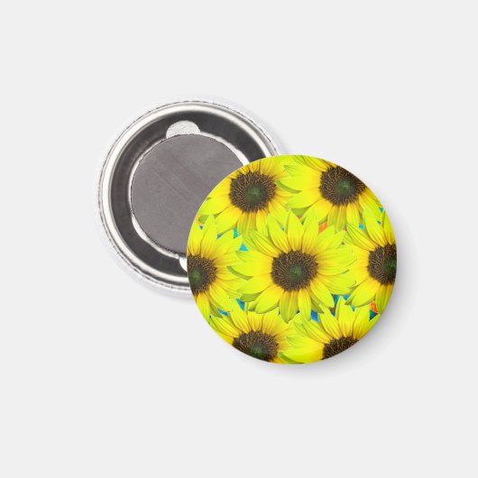 Magnet mit gelben kleinen Sonnenblumenblüten (Voorkant / Achterkant)