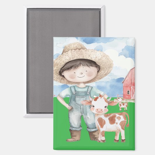 Magnet mit Junge und Kalb (Voorkant / Achterkant)