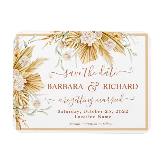 MAGNET Pampas Grass Wedding Save Date Invitation Magneet (Horizontaal)