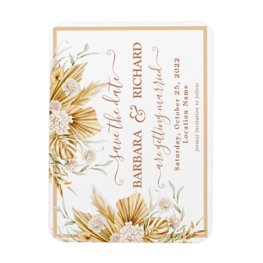 MAGNET Pampas Grass Wedding Save Date Invitation Magneet (Verticaal)