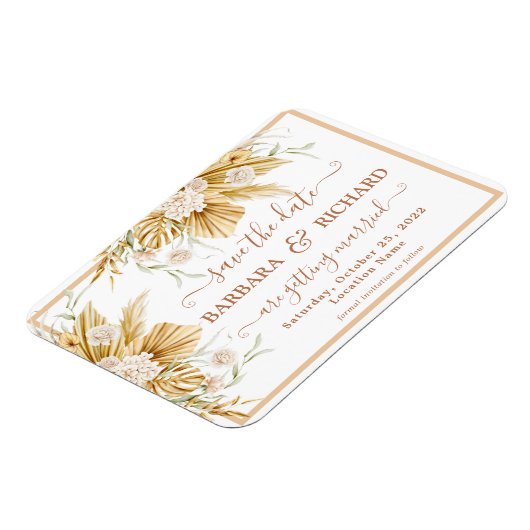 MAGNET Pampas Grass Wedding Save Date Invitation Magneet (Linkerzijde)